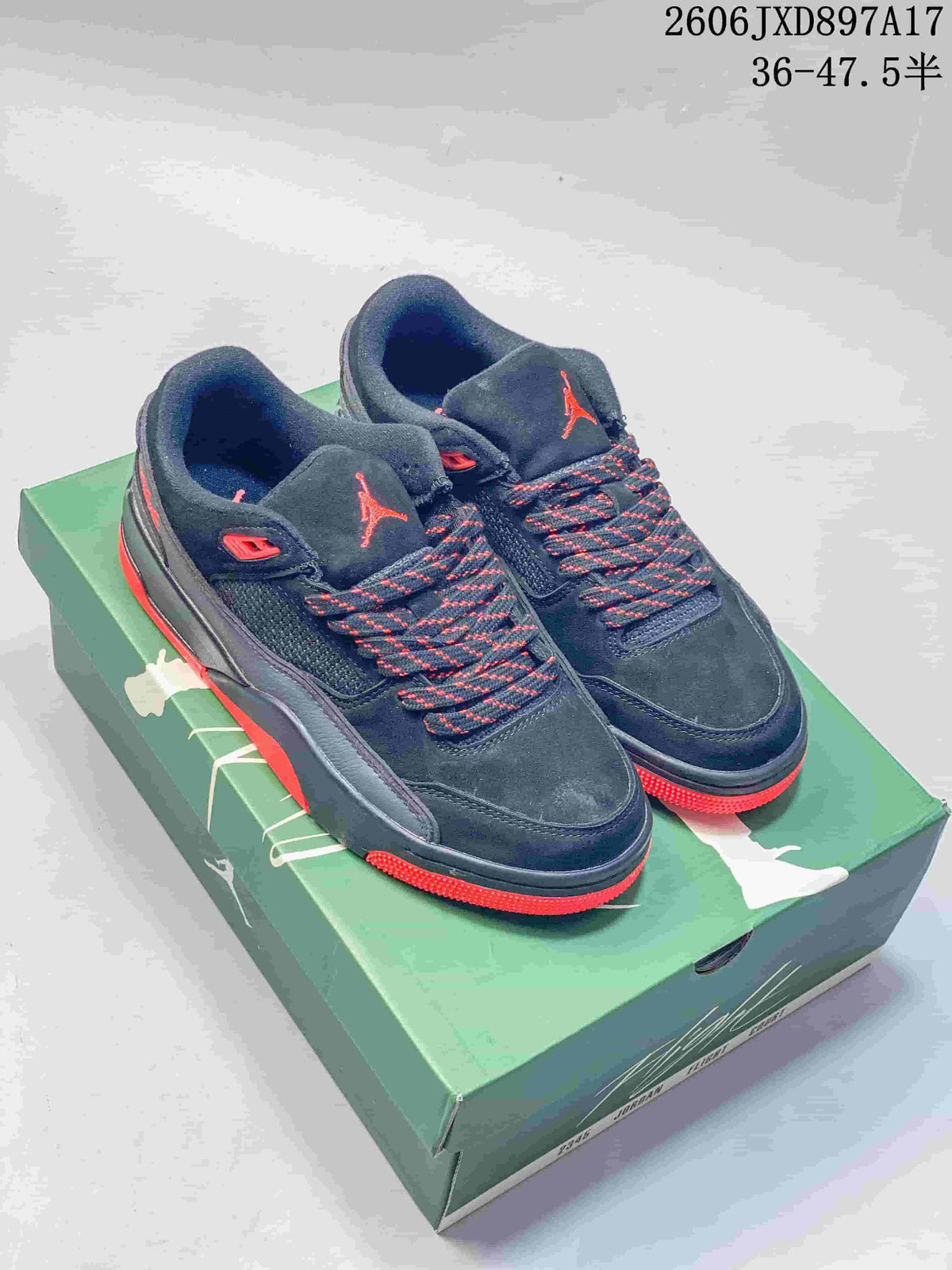 Jordan Flight Court Low-Top Basketball Shoes, Black and Red