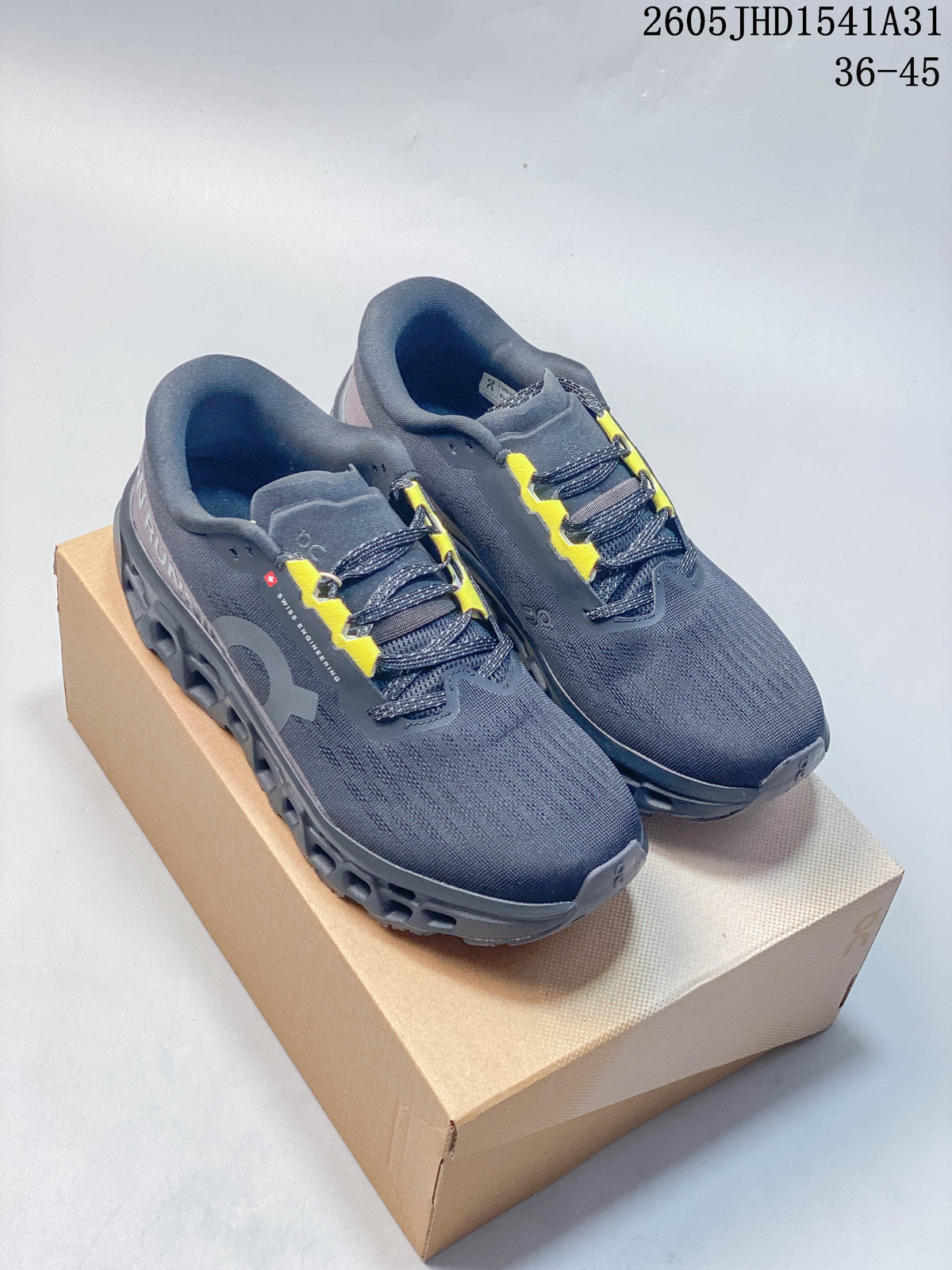 On Cloudmonster 3 Running Shoes, Charcoal and Yellow