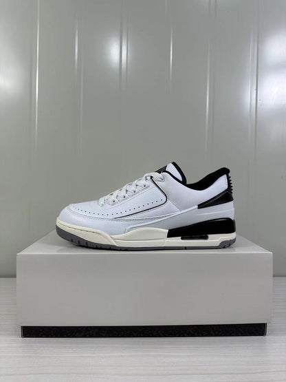 Side view showing the white upper, black collar and heel details, and gray rubber outsole.