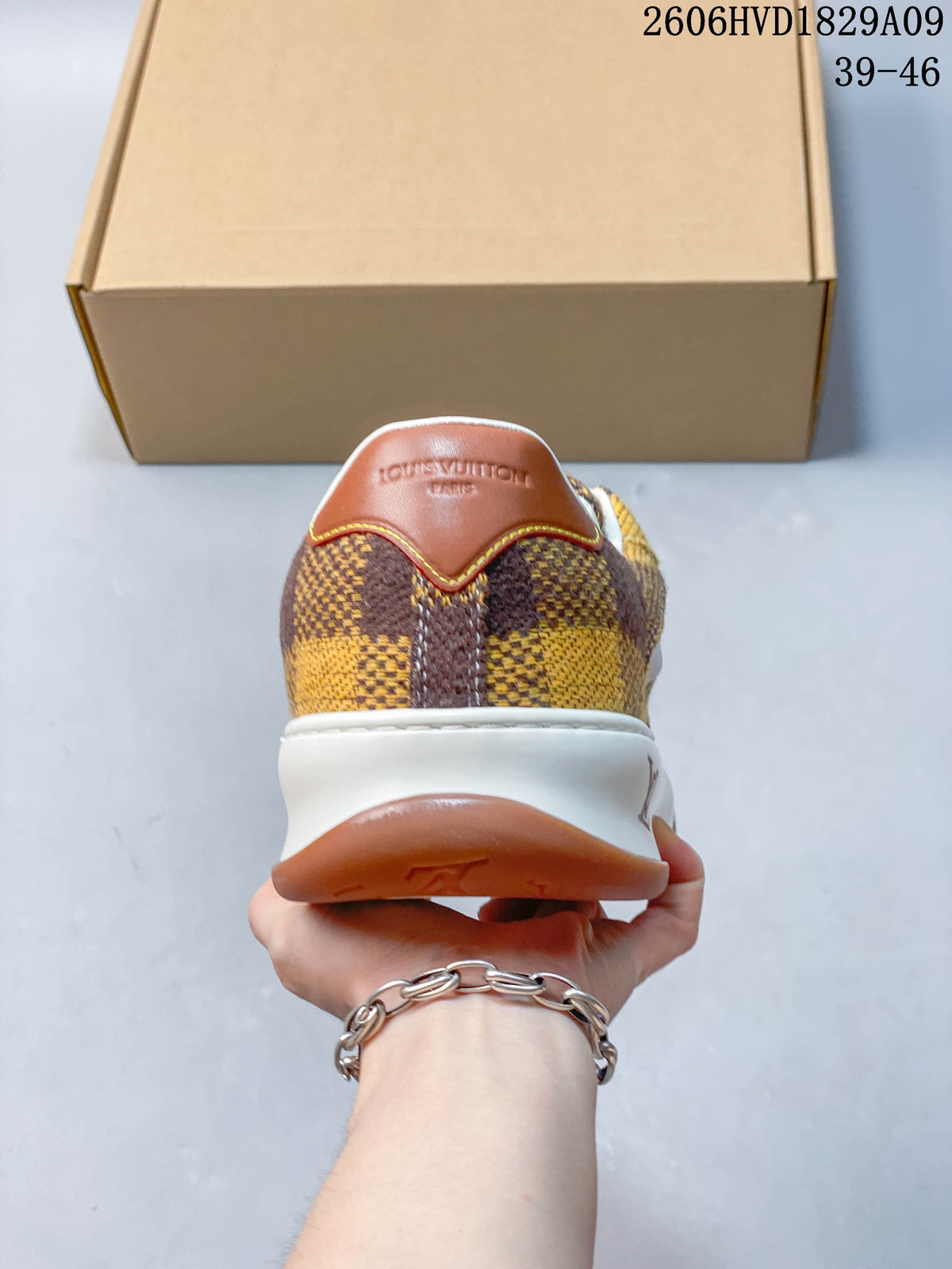 Louis Vuitton Checkerboard Low-Top Sneakers, Brown and Yellow