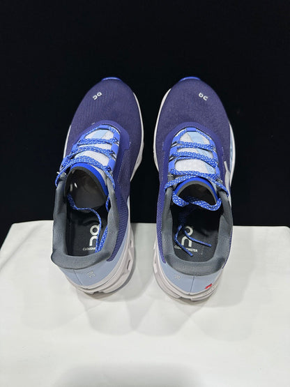 On Cloudmonster Running Shoes, Navy and White