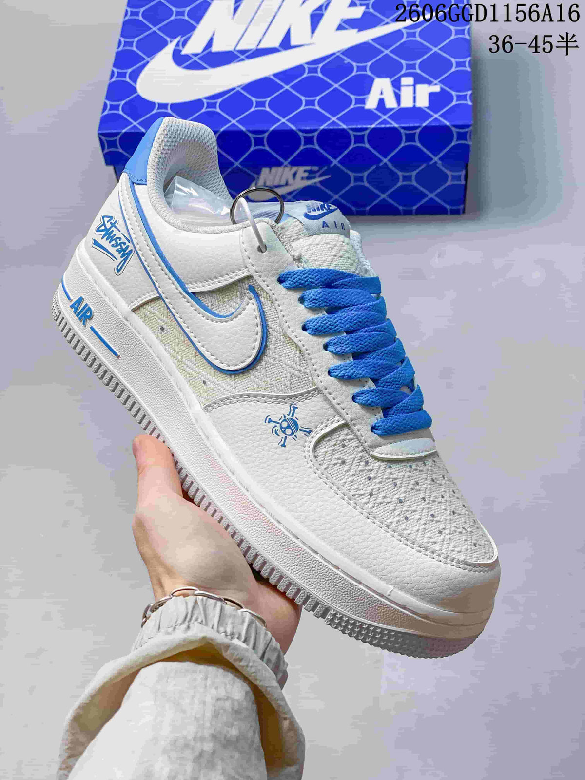 Nike Air Force 1 Low White and Blue Sneakers