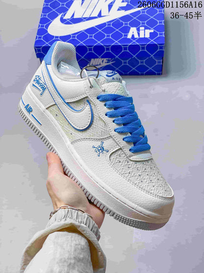 Nike Air Force 1 Low White and Blue Sneakers