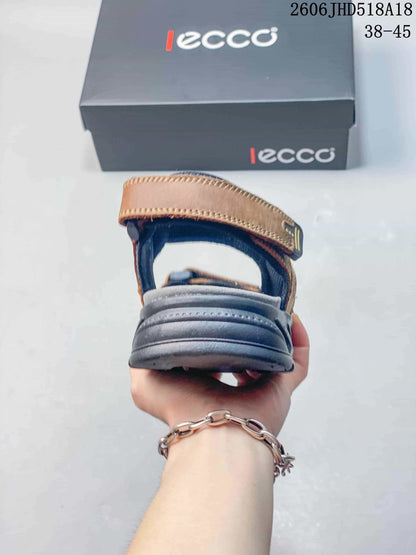 ECCO Open-Toe Adjustable Strap Sandals, Brown and Gray