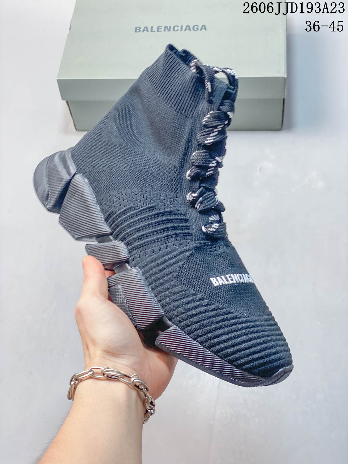 Balenciaga Sock-Style Sneakers in Navy