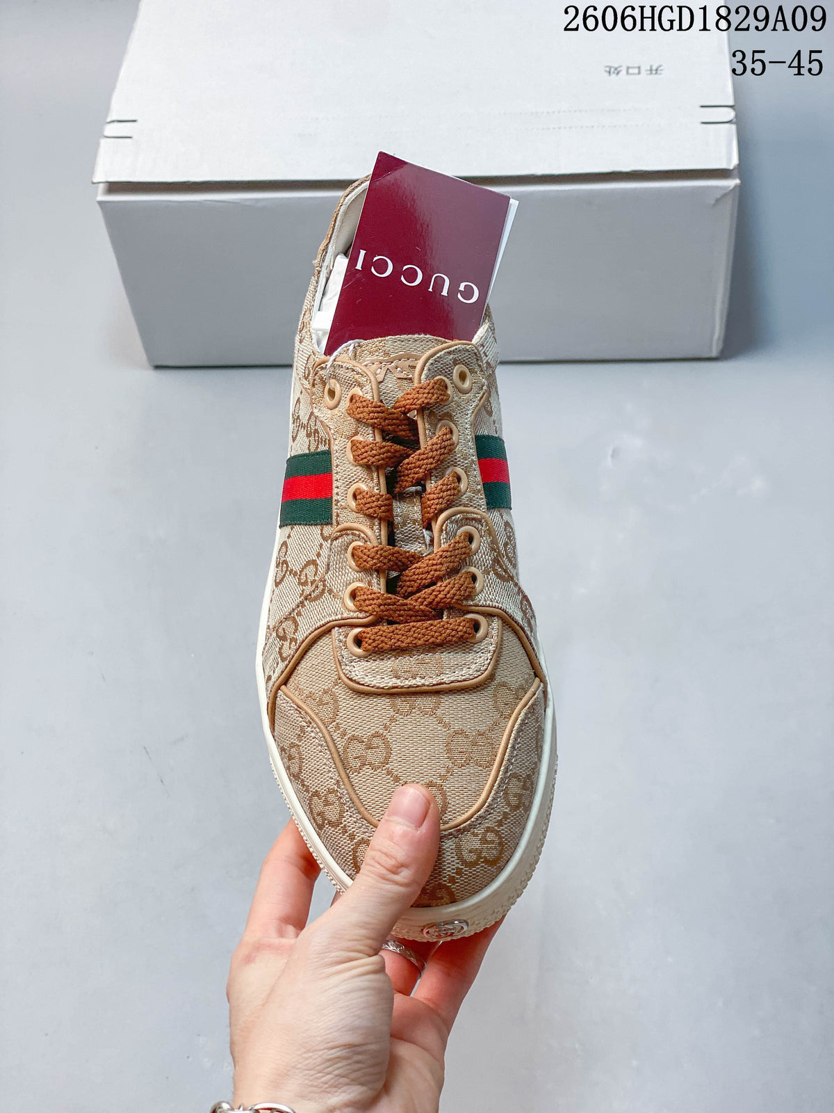Gucci GG Pattern Low-Top Sneakers with Web Stripe