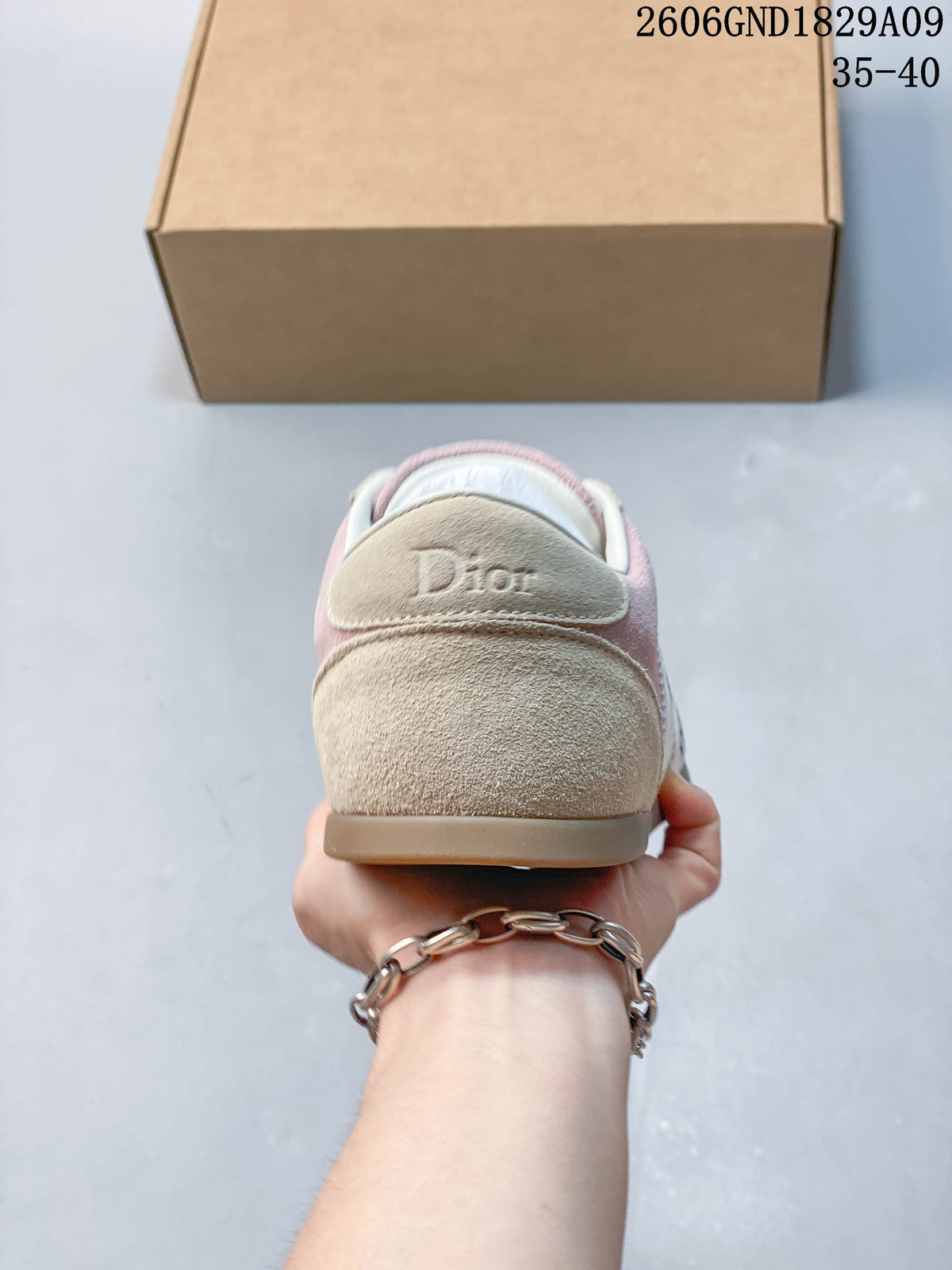 Dior Ribbon Pink and Beige Low-Top Sneakers