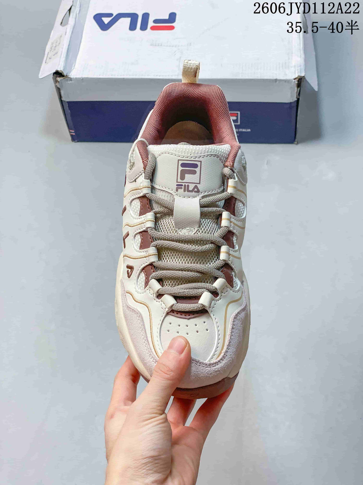 FILA Muffin Low-Top Sneakers in Cream and Mauve