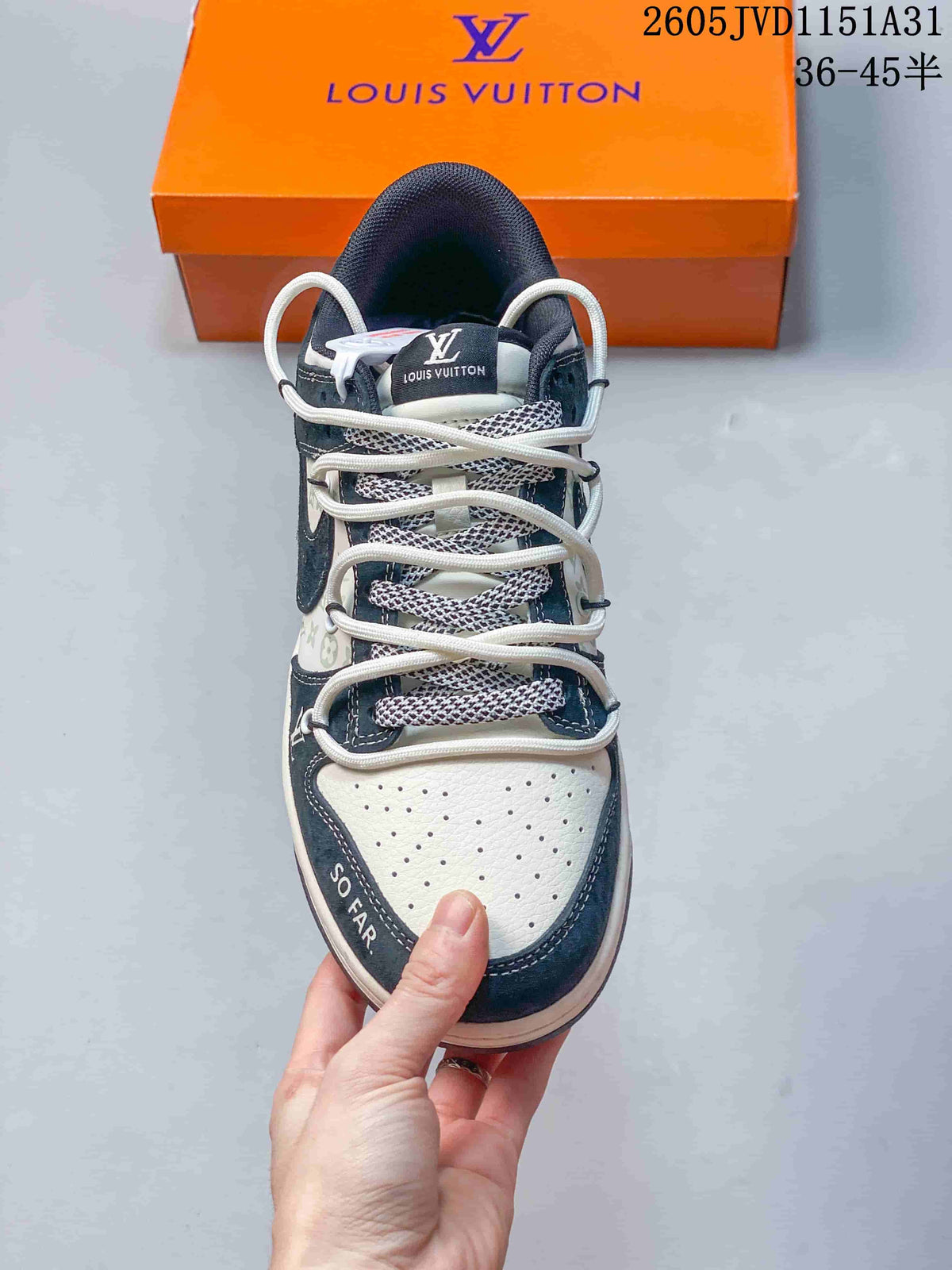 Nike SB Dunk Low-Style Sneakers in Navy and White