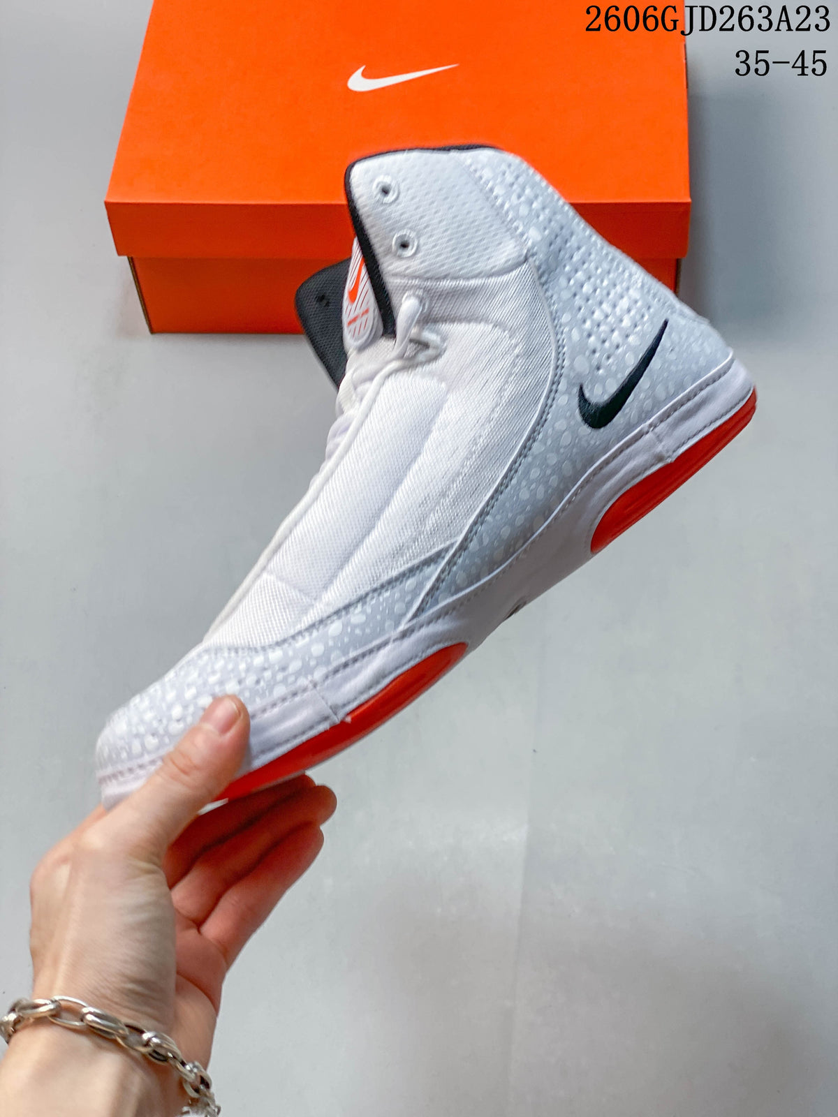 Nike Inflict 4 Wrestling Shoes White and Orange 622130