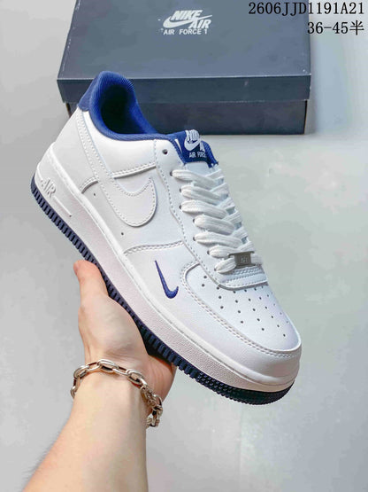 Nike Air Force 1 Low White Sneakers with Contrast Swoosh
