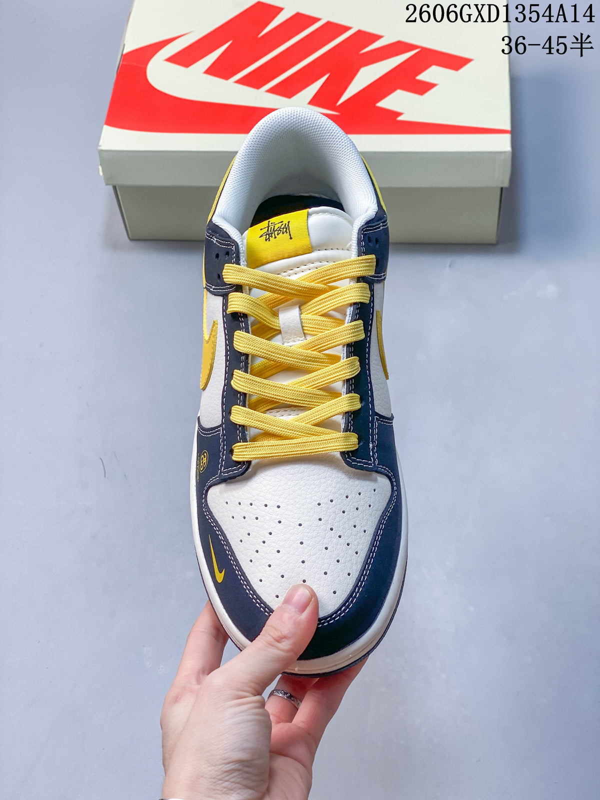 Nike Dunk Low Retro Sneakers in Navy, White and Yellow