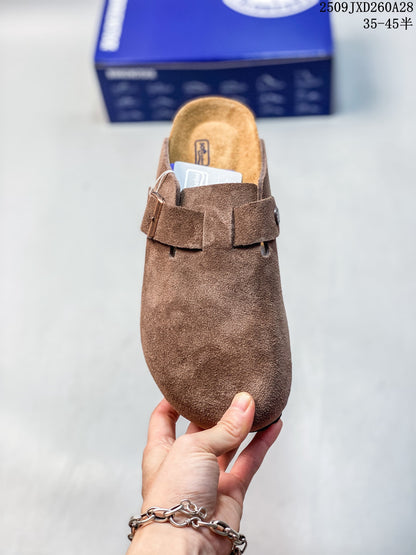 Birkenstock Boston-Style Closed-Toe Mule with Buckle, Brown