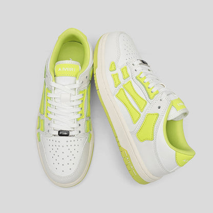 AMIRI Bone Low-Top Sneakers in White and Neon Green