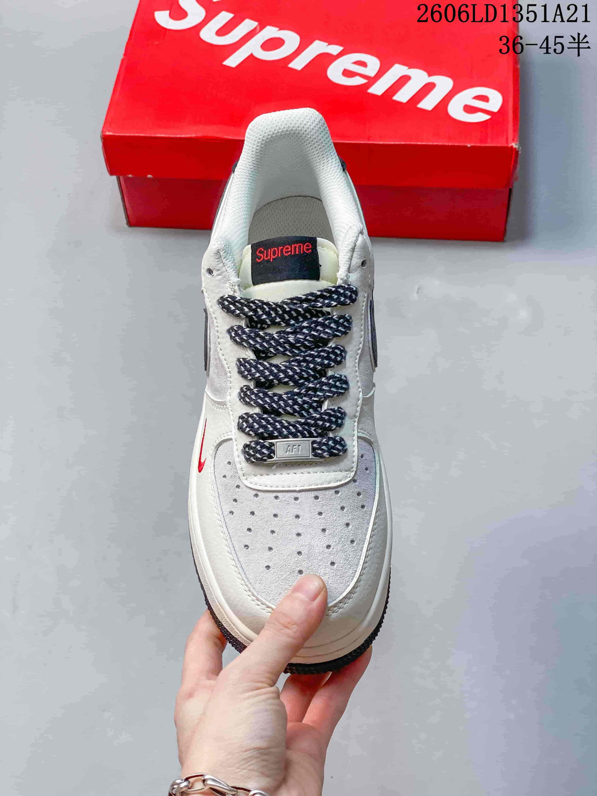 Nike Air Force 1 Low White Sneakers with Dark Swoosh