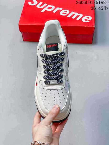 Nike Air Force 1 Low White Sneakers with Dark Swoosh