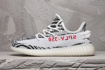 Yeezy 350 V2 Black and White Knit Sneakers