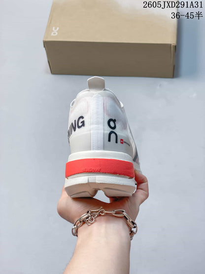 On Cloudboom Strike Running Shoes White Gray Coral