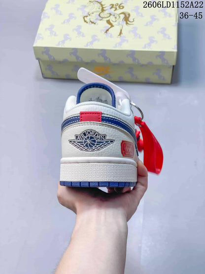 Nike Air Jordan 1 Low White Blue Red Sneakers