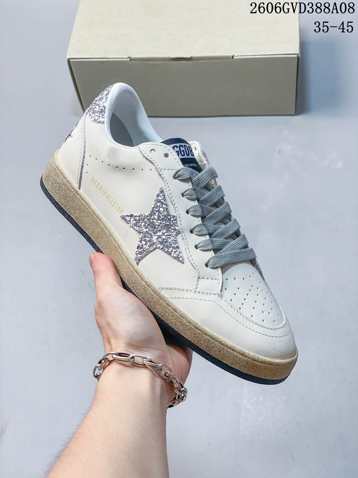 Golden Goose Super-Star White Silver Glitter Sneakers