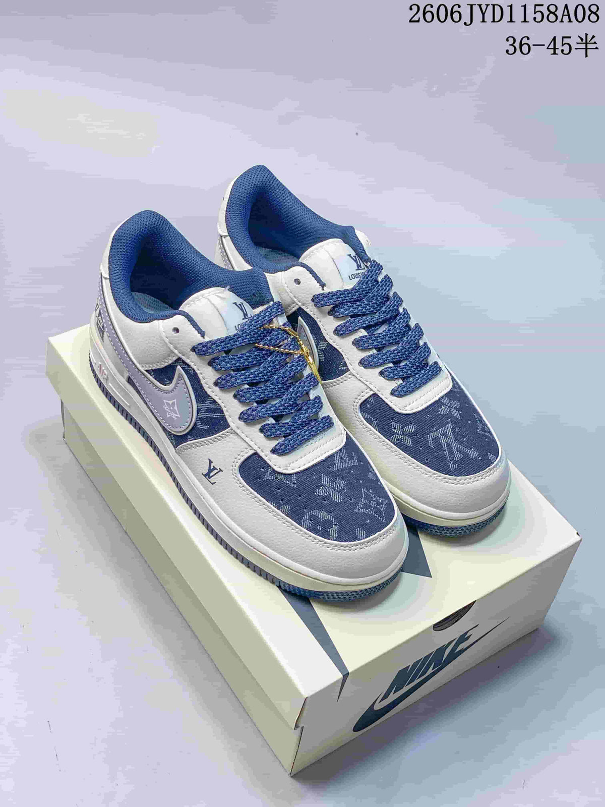 Nike Air Force 1 '07 Low Blue Pattern Sneakers