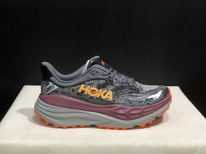 HOKA Stinson 7 Trail Running Shoes Gray Orange