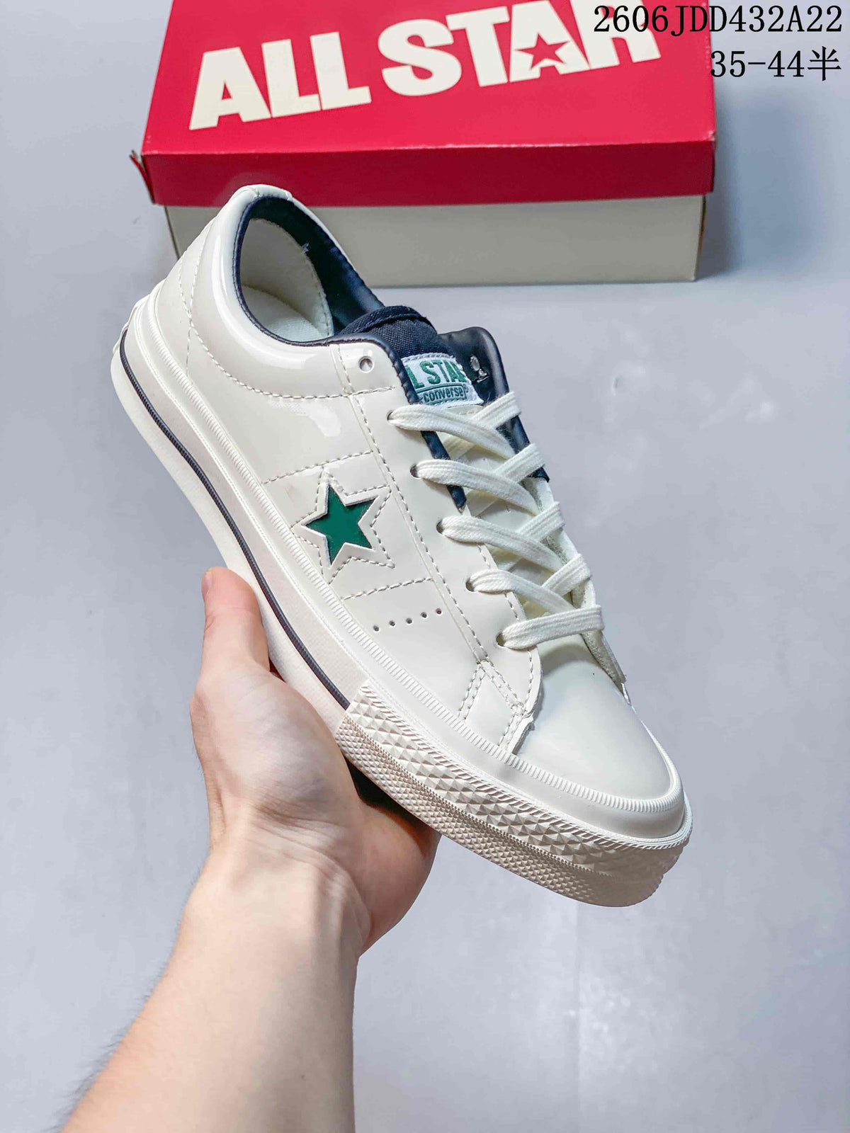Converse One Star Low-Top Sneakers, White and Green