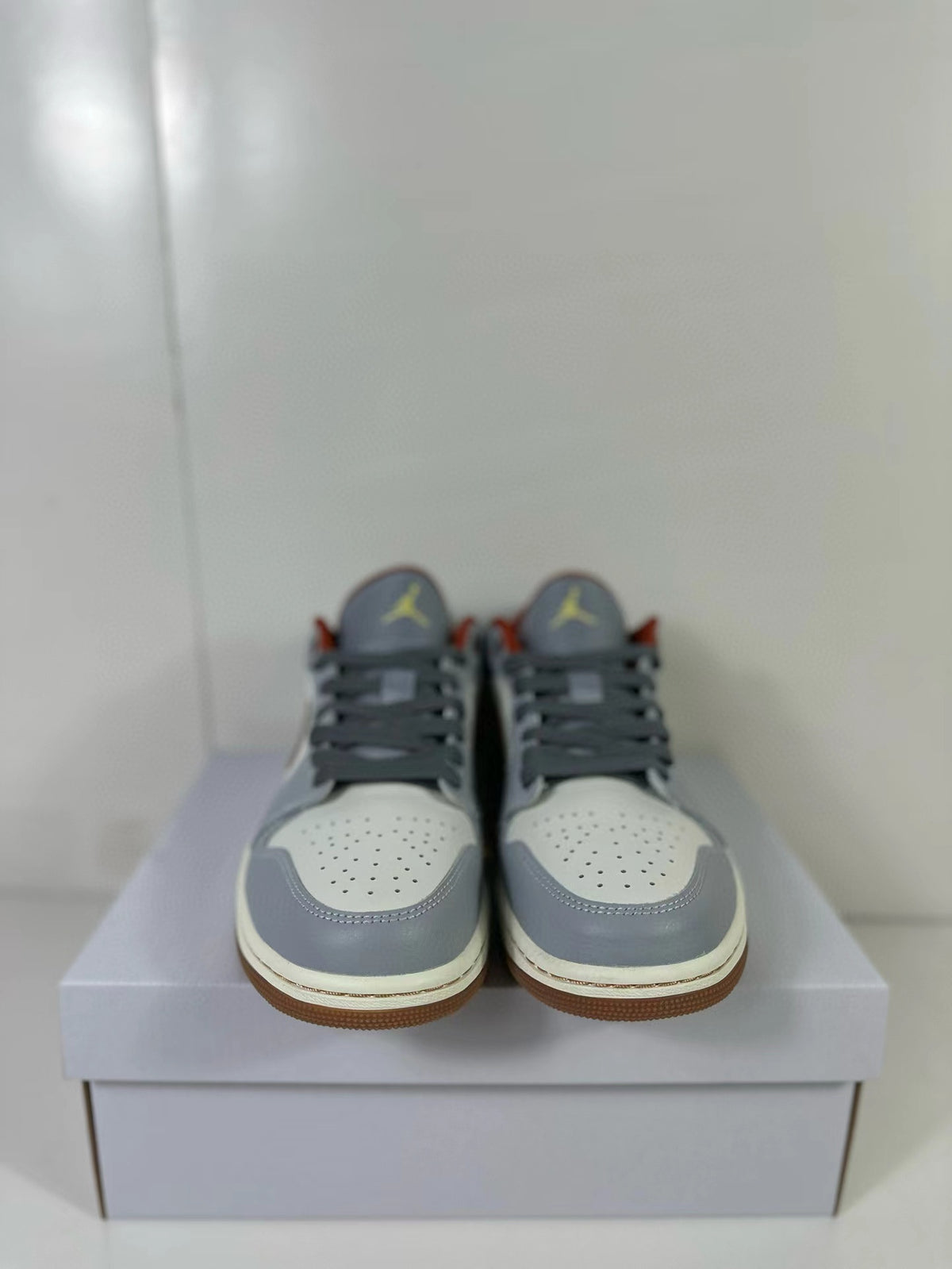 Front view showing the perforated toe panels and laces