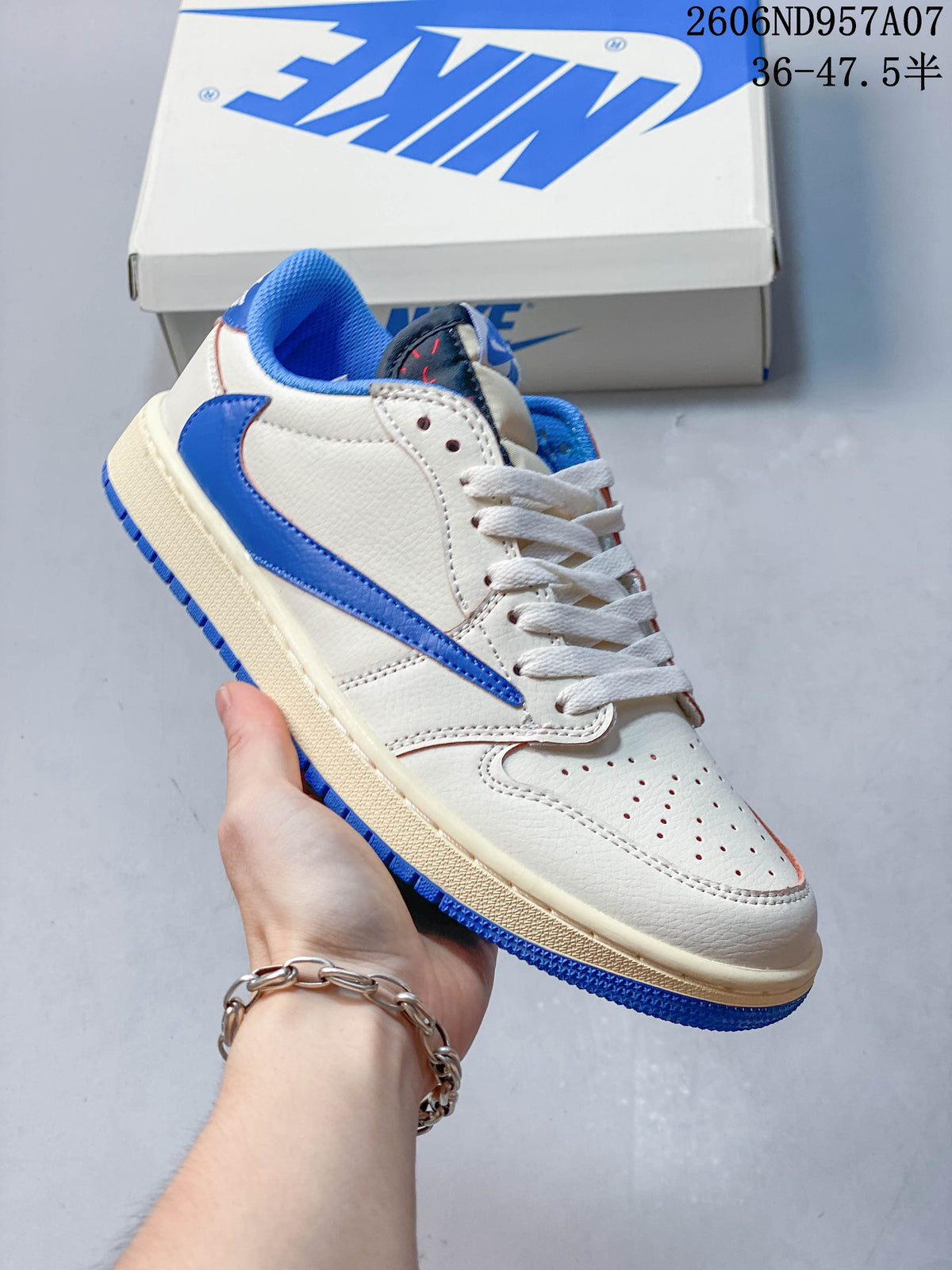 Jordan Air Jordan 1 Low OG Travis Scott Style Sneakers, Blue and White