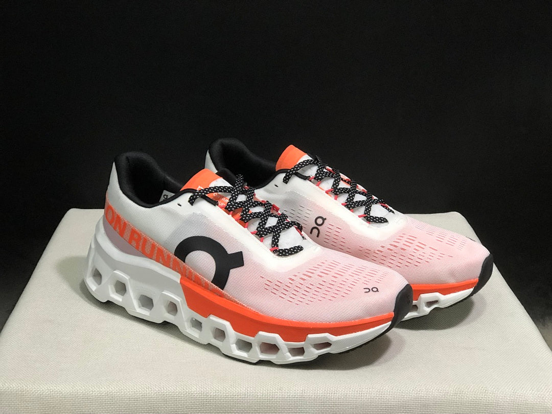On Cloudmonster 2 Running Shoes in White and Orange