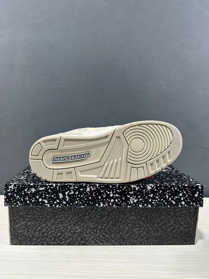 Outsole view showing the circular forefoot tread pattern and Jordan branding.