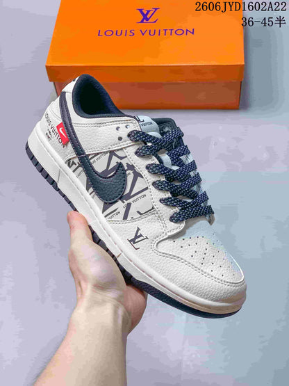 Nike SB Dunk Low Striped White, Blue and Red Sneakers