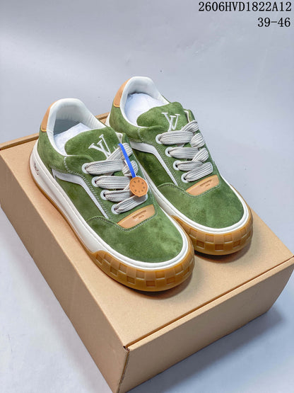 Louis Vuitton Green Low-Top Lace-Up Sneakers