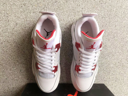 Jordan 4 White and Red High-Top Sneakers
