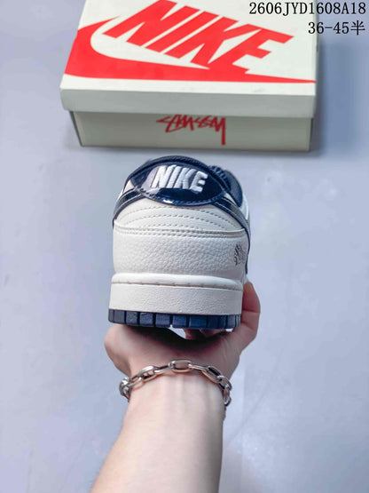 Nike SB Dunk Low White and Navy Sneakers