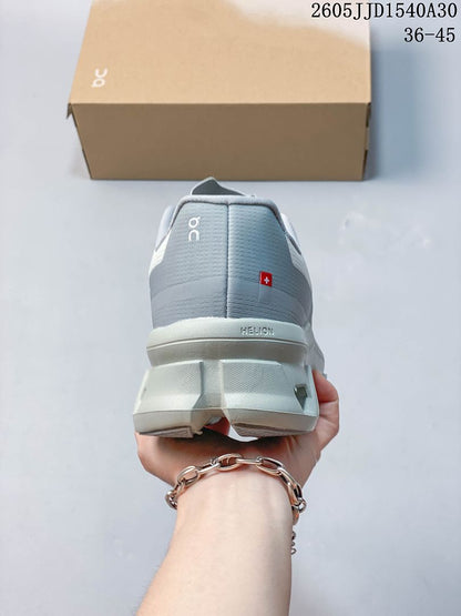 On Cloudmonster 2 White and Grey Running Shoes