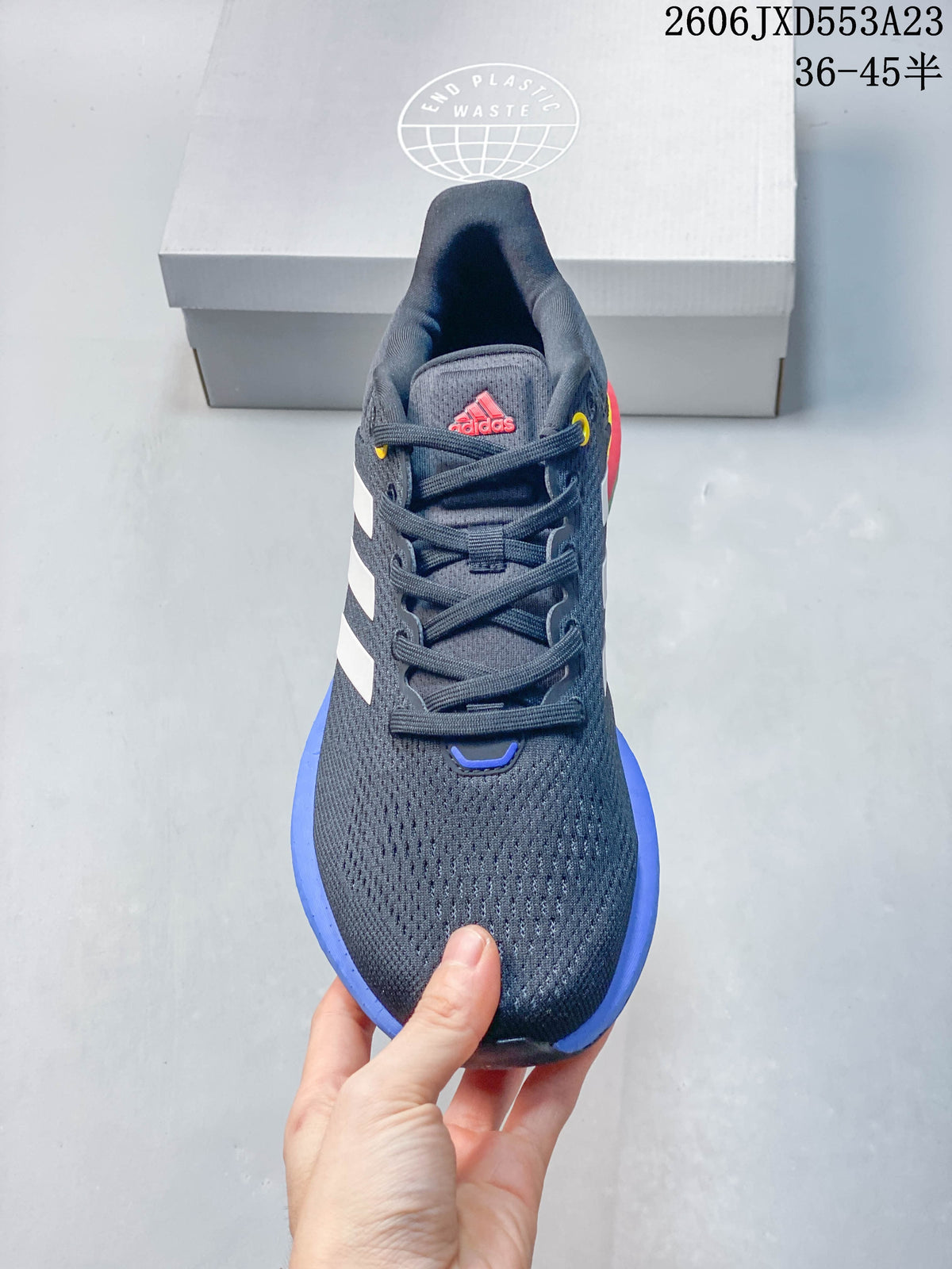 Adidas PureBoost 21 Running Shoes, Charcoal with Multicolor Sole