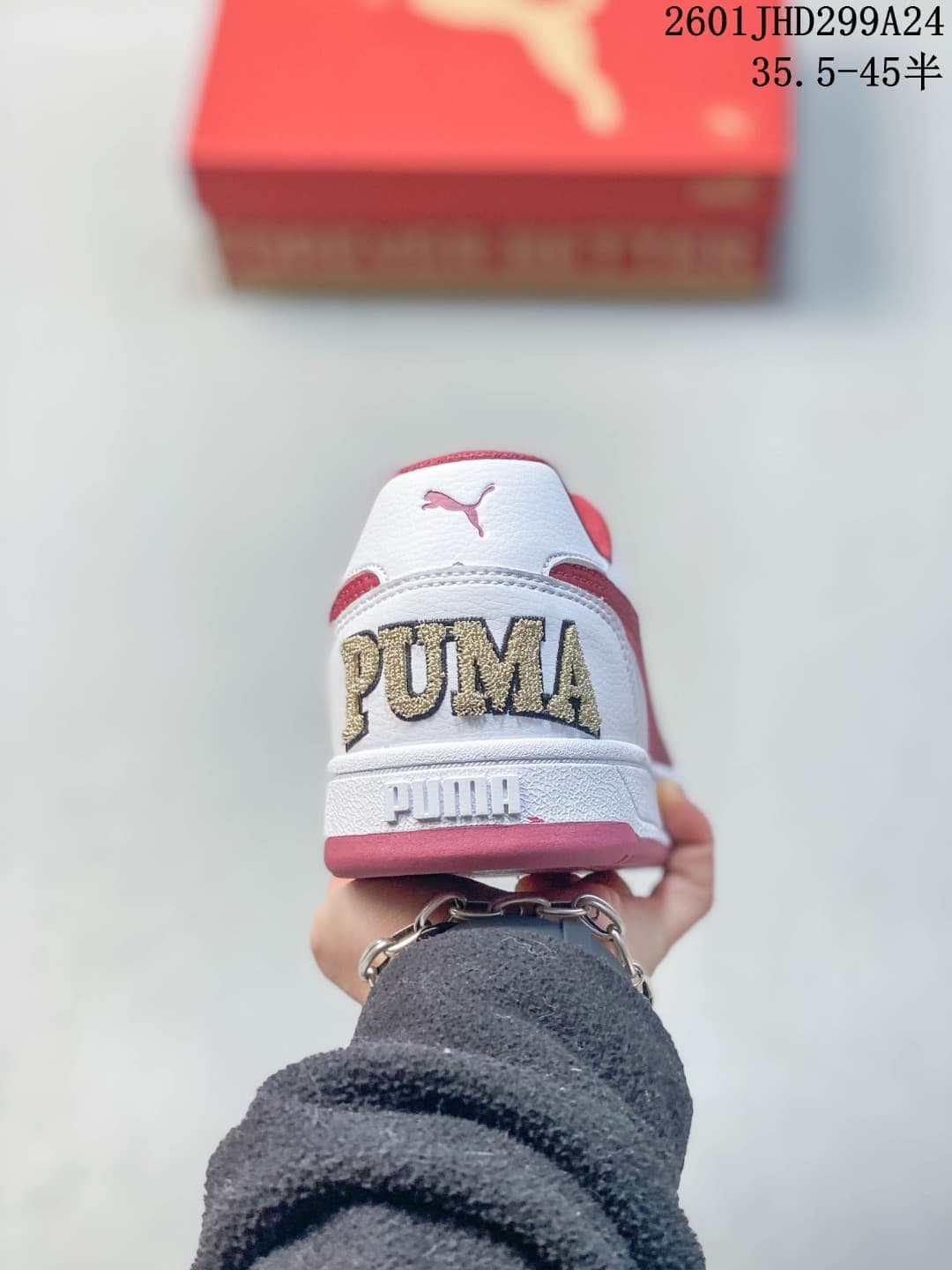 Puma Caven 2.0 White and Red Low-Top Sneakers 395082