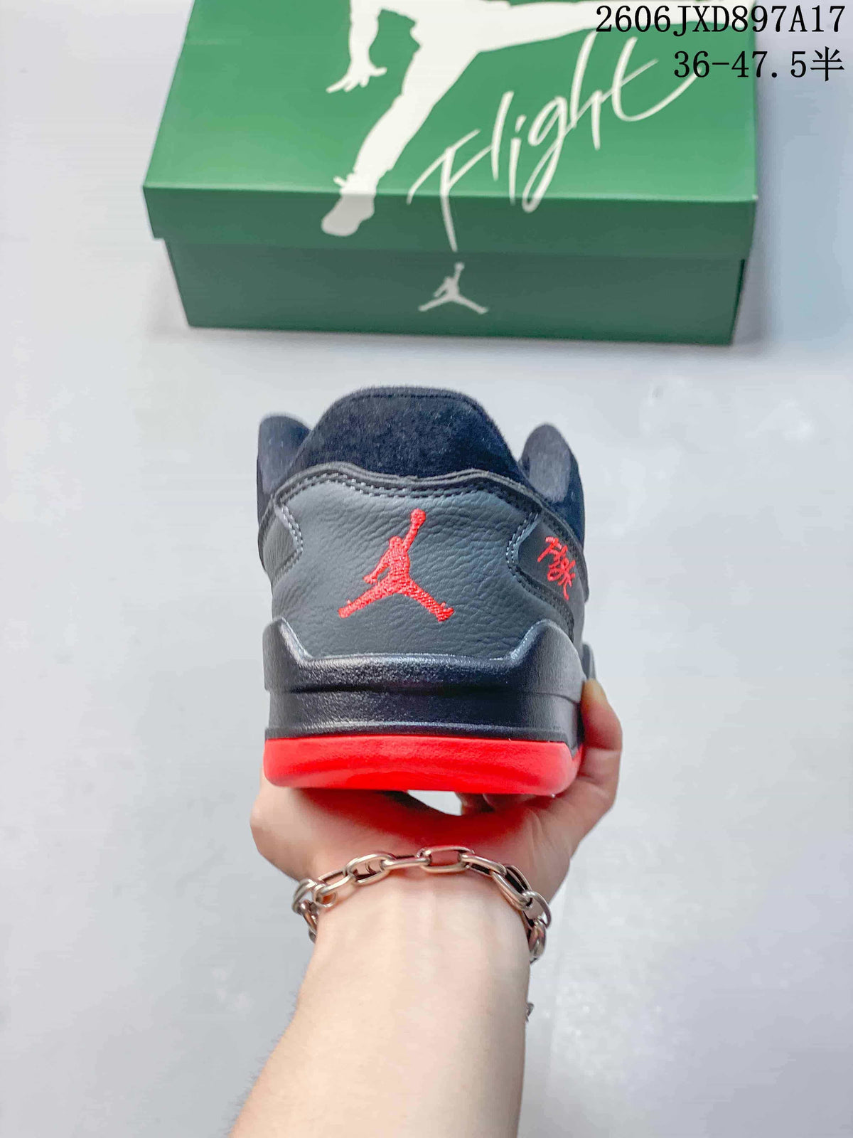 Jordan Flight Court Low-Top Basketball Shoes, Black and Red