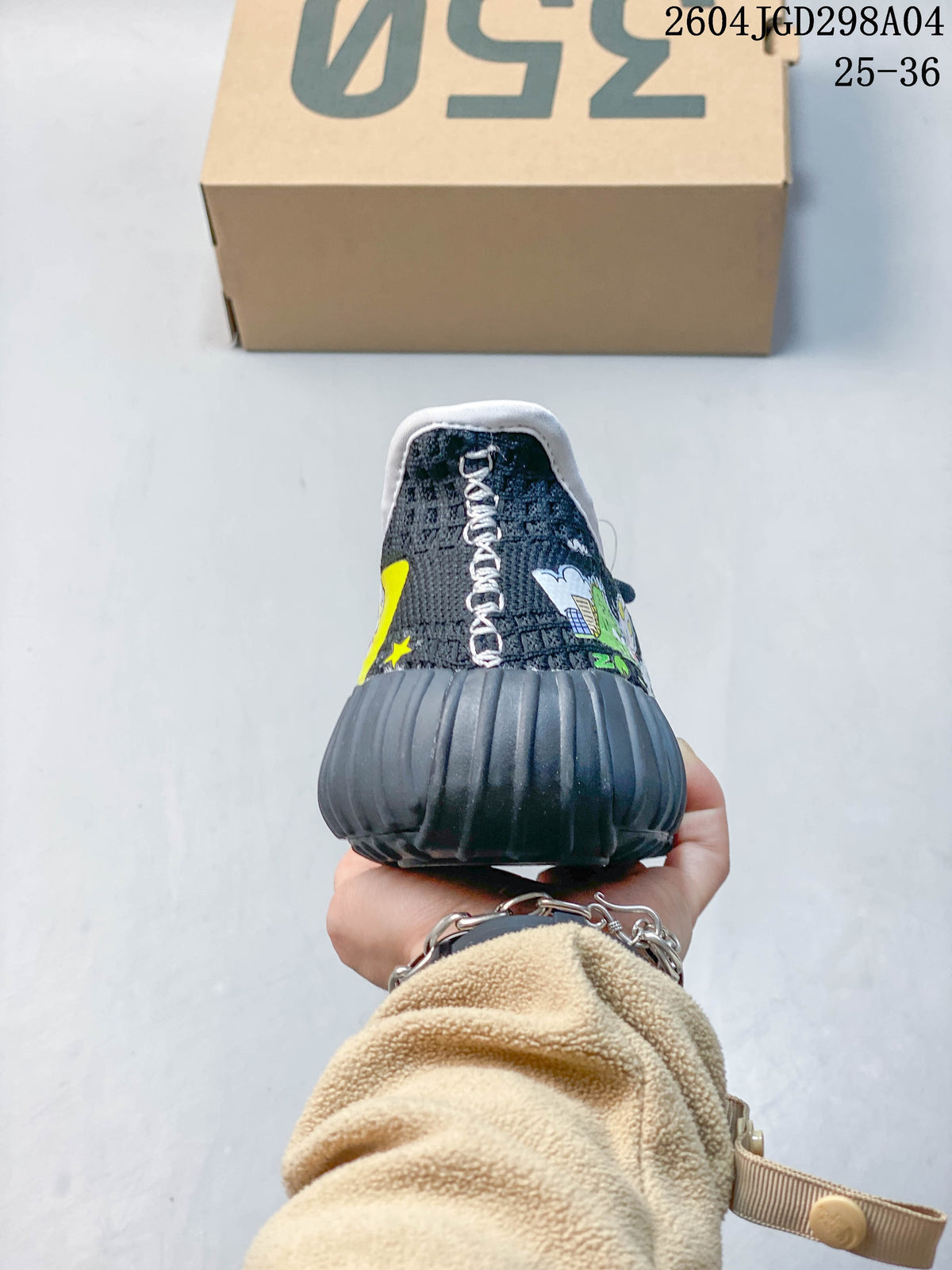 adidas Yeezy 350 V2 Kids Sneakers, Charcoal Graphic
