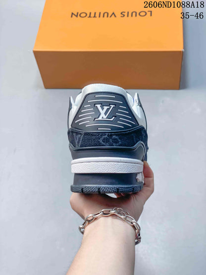 Louis Vuitton Trainer Sneakers in White and Navy