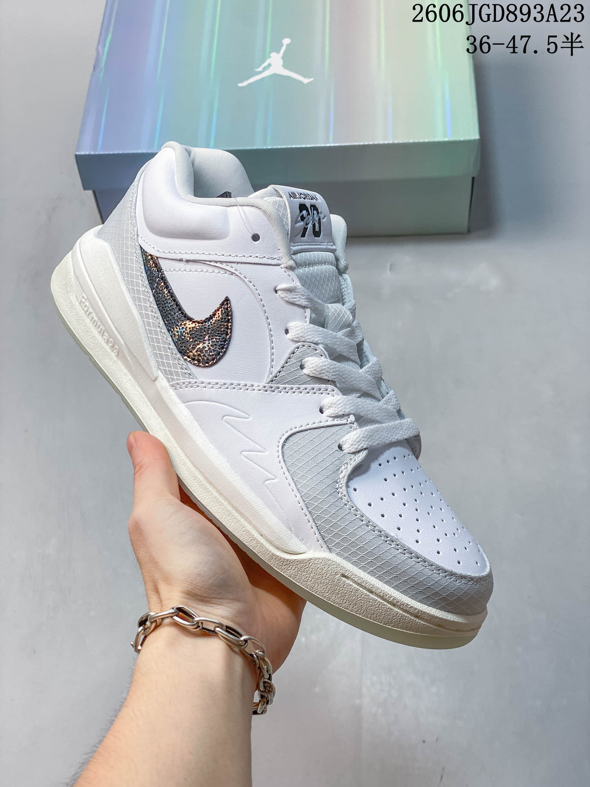 Jordan Stadium 90 White and Grey Sneakers