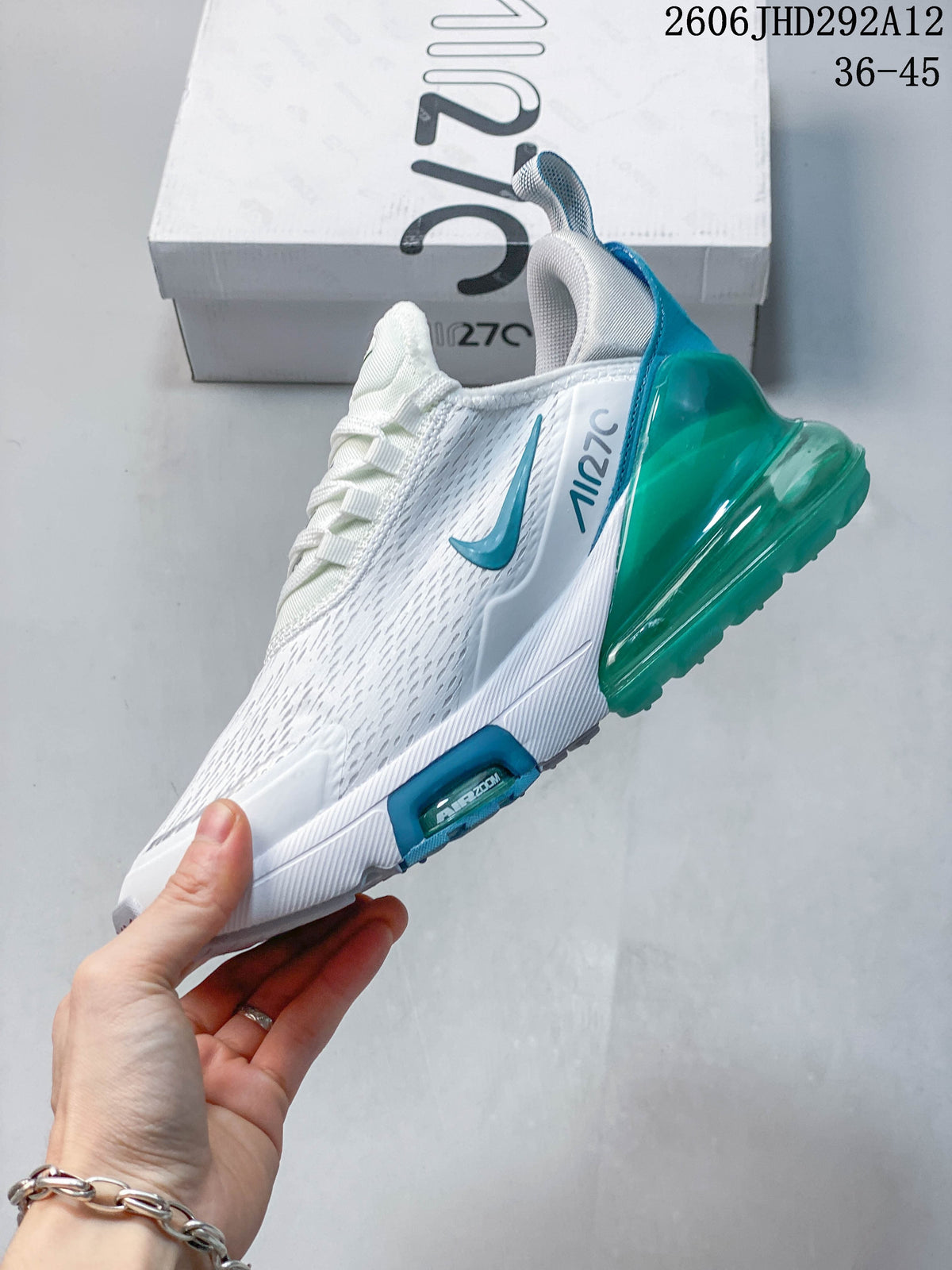 Nike Air Max 270 White and Green Sneakers