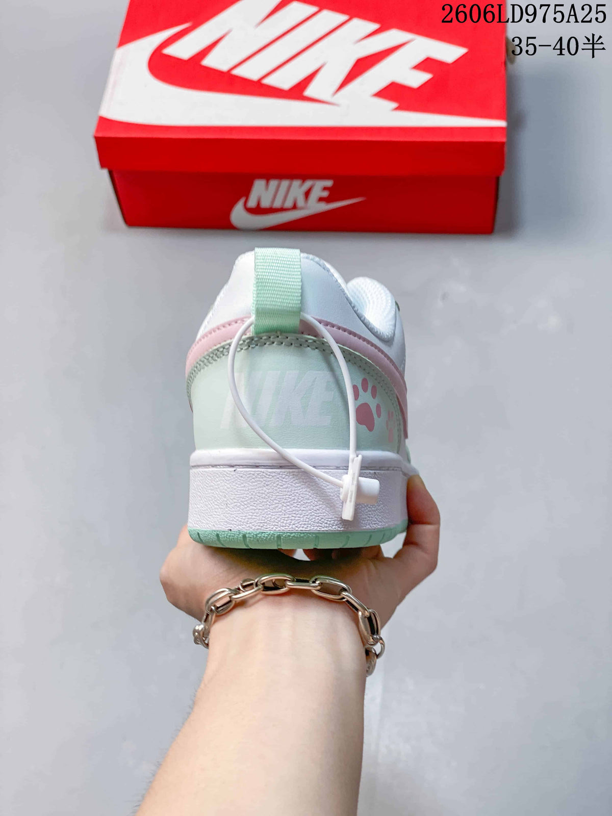 Nike Court Borough Low Sneakers in White, Pink and Mint