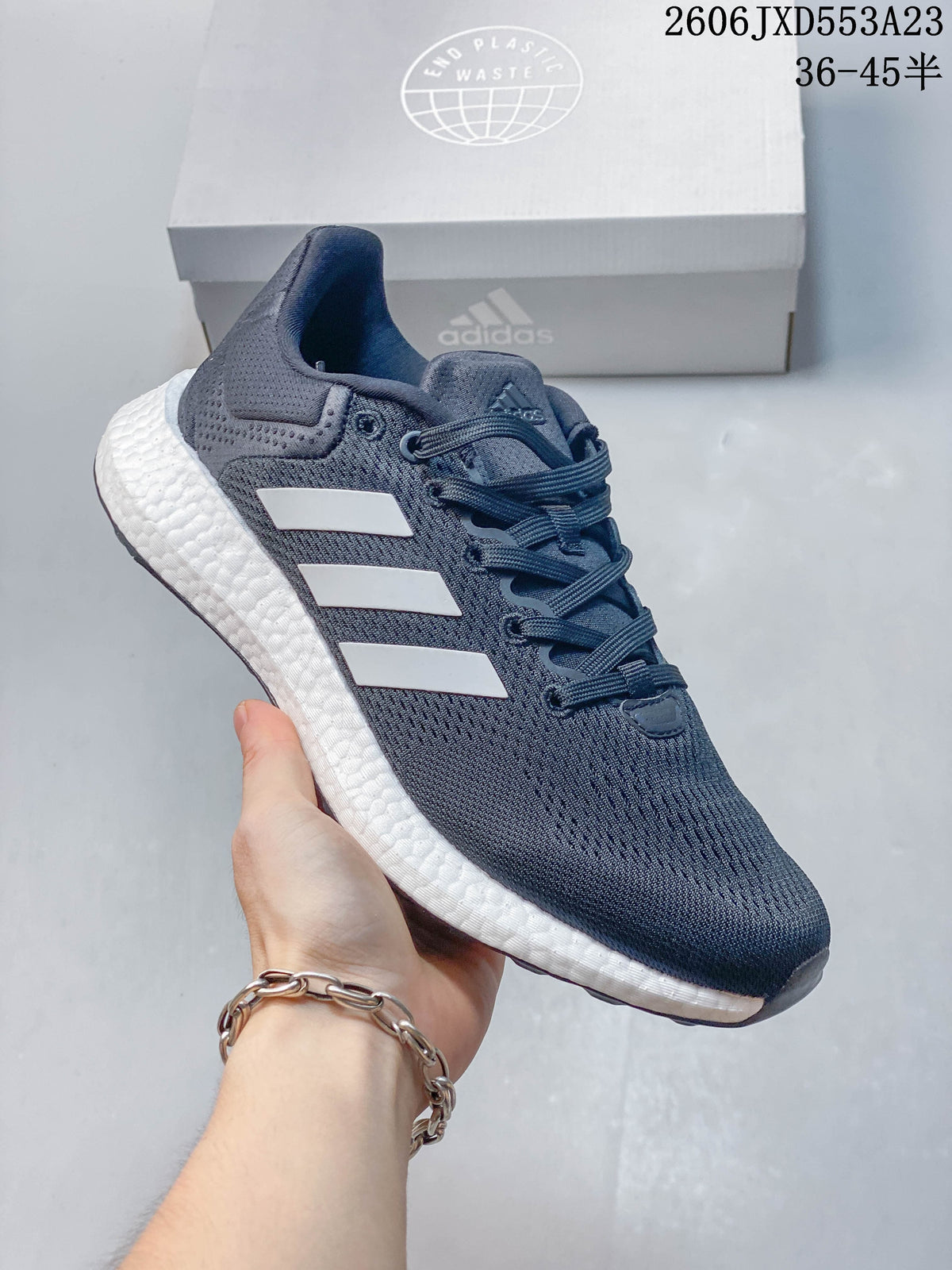 Adidas PureBoost 21 Running Shoes in Navy and White