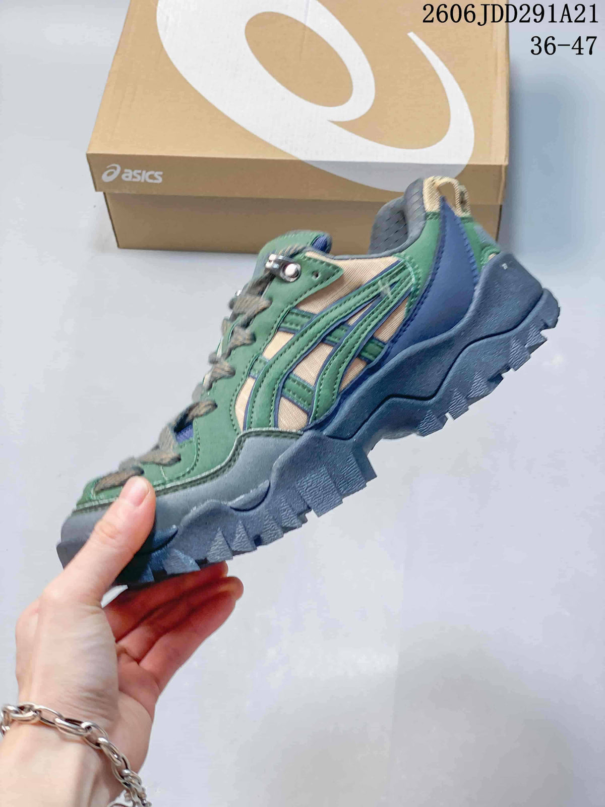 ASICS Gel-Pickax Trail-Inspired Sneakers in Green and Blue