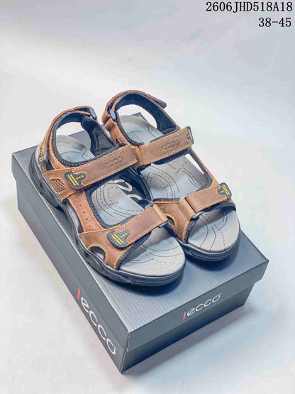 ECCO Open-Toe Adjustable Strap Sandals, Brown and Gray