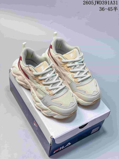 FILA Croissant 1S Low-Top Casual Sneakers, Ivory and Burgundy