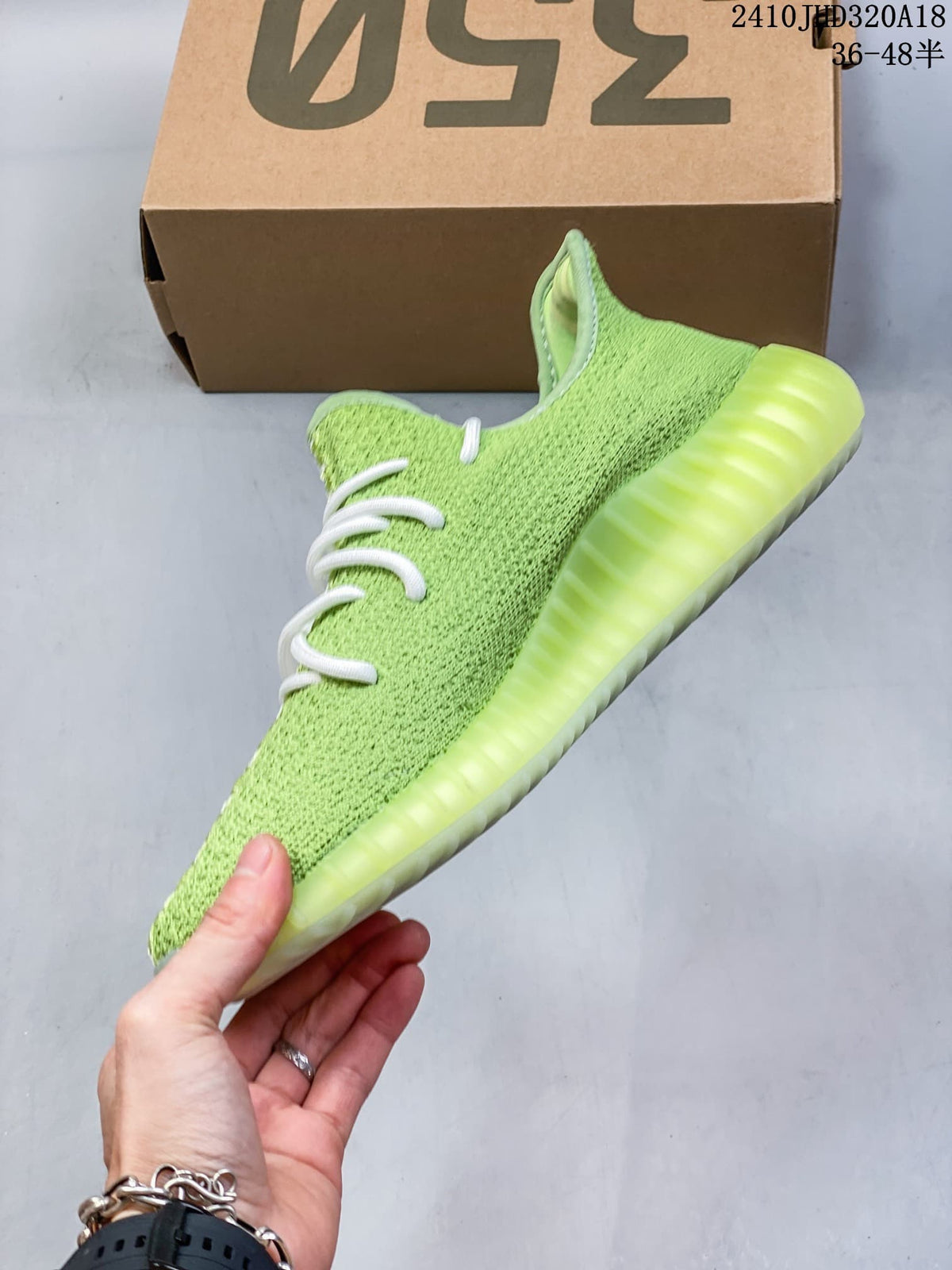 Adidas Yeezy Boost 350 V2 Green and White Sneakers