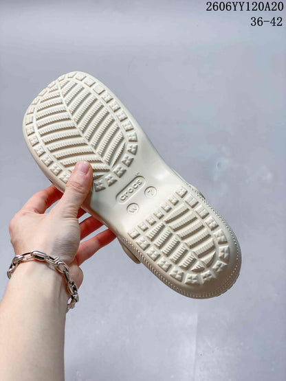 Crocs Classic Clog in Cream with Textured Geometric Upper